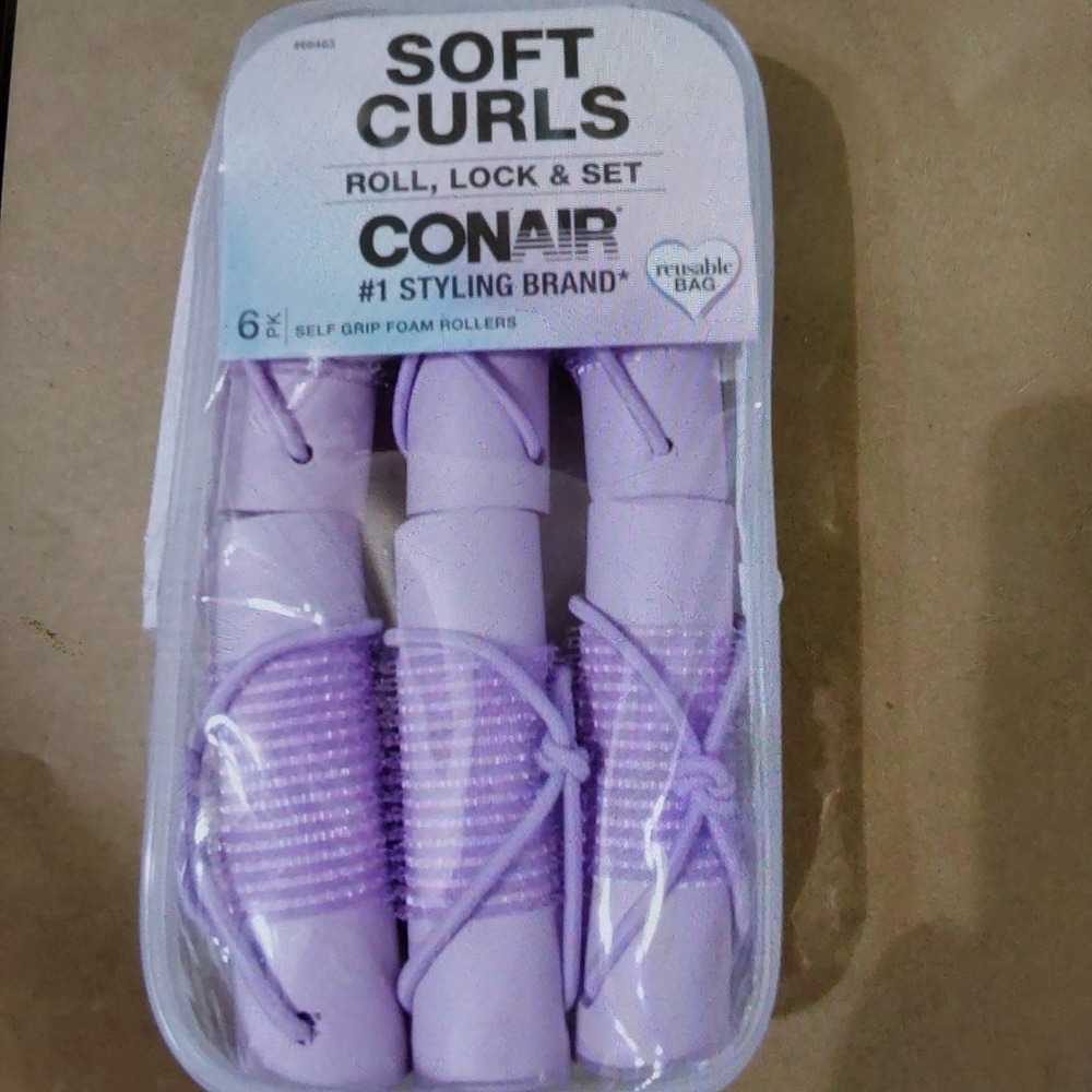 Conair Women's Soft Curls 6-Pack Self-Grip Foam Rollers with Loop Closures